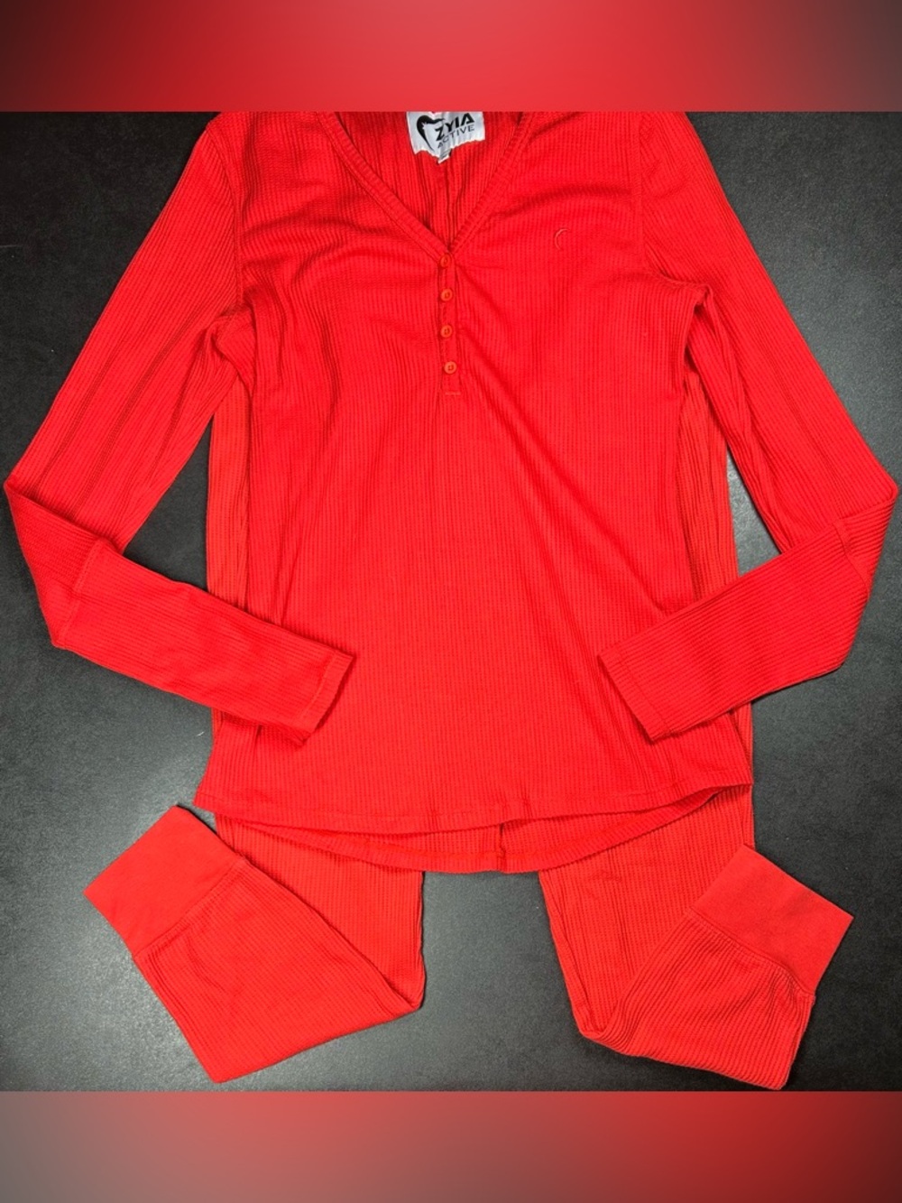 Zyia Active Size M Red Don't Wake Me Thermal Jogger Set